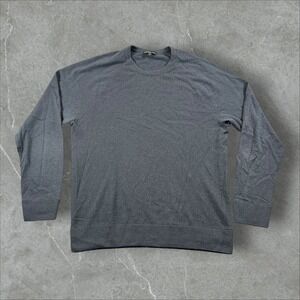 James Perse Sweater Mens 3 Large Gray 100% Cashmere Perforated Raglan MCSW3313